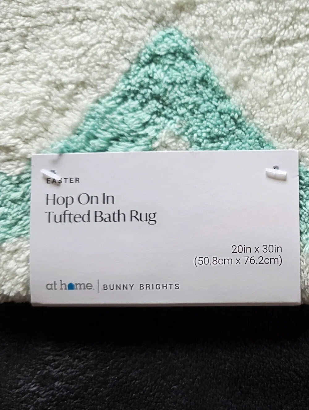 New Easter Bunny Brights Hop on In Scalloped Bath Rug, 20 × 30 in, white & teal
